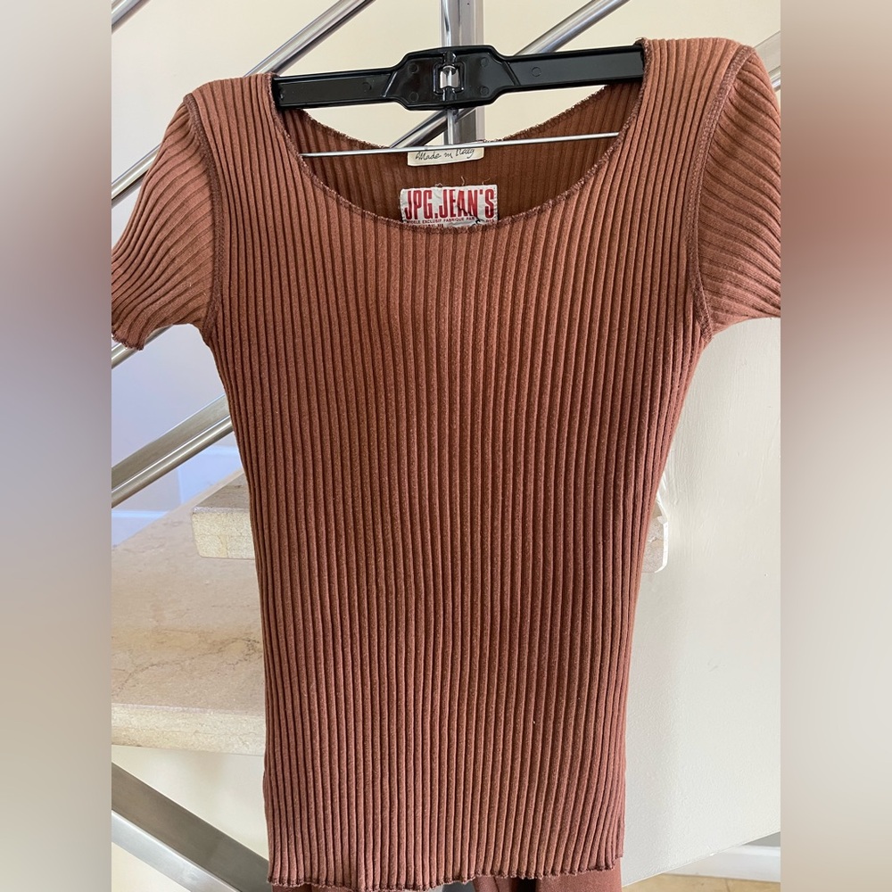 Vintage Jean Paul Gaultier Ribbed Brown Top